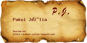 Paksi Júlia névjegykártya